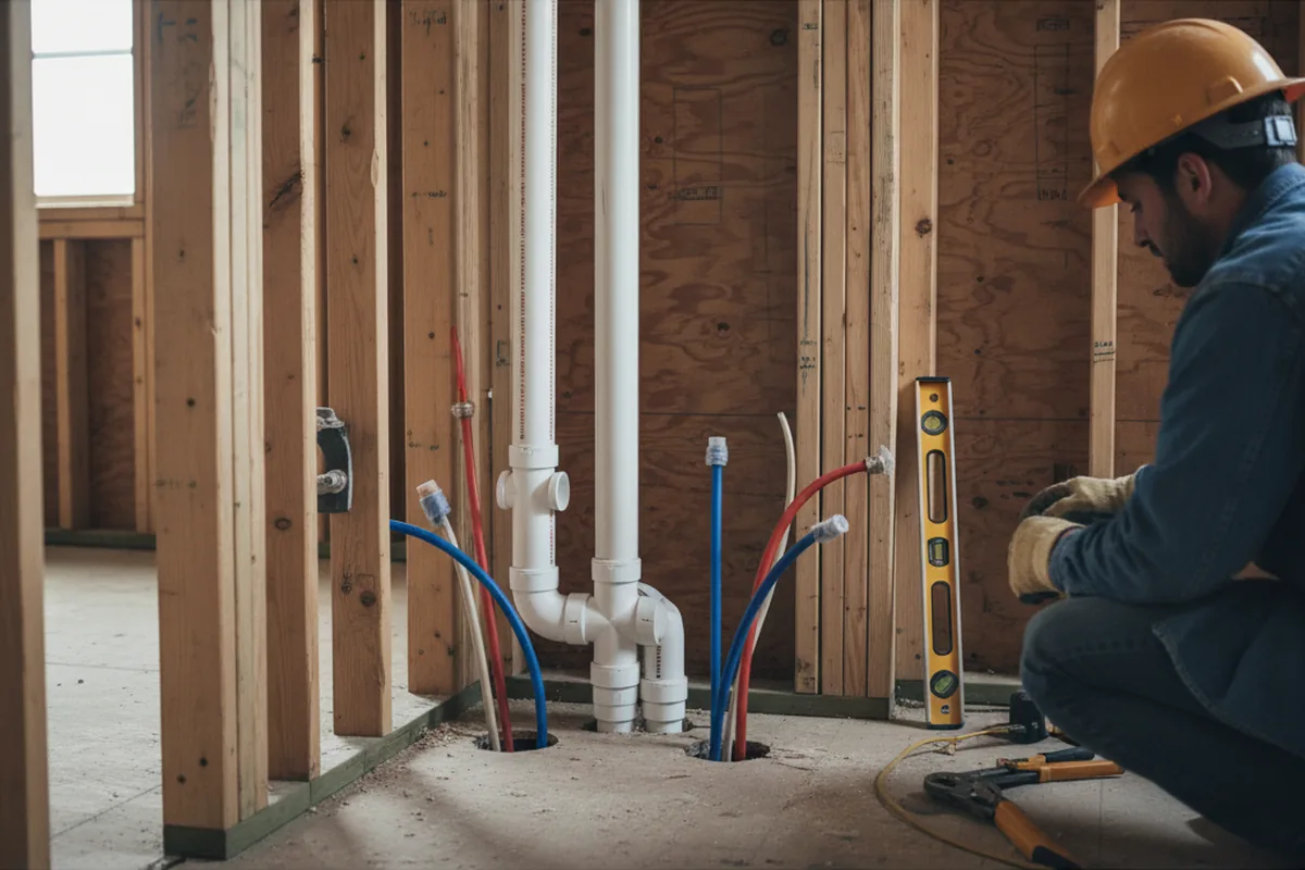 Drain and supply rough-in during Drain Cleaning in Grass Lake