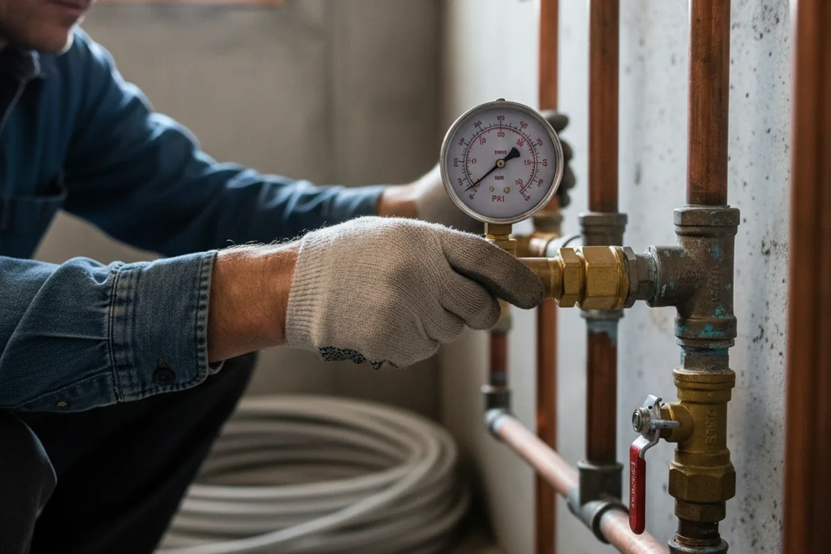 Pressure testing a repaired line during Water Line Repair in Grass Lake